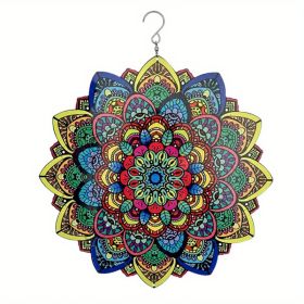 1pc 3D Hanging Wind Spinner Outdoor Decor For Garden Wind Chimes Metal Yard Spinners 3D Stainless Steel Spinner Gifts Mandala 3D Spinner With 360