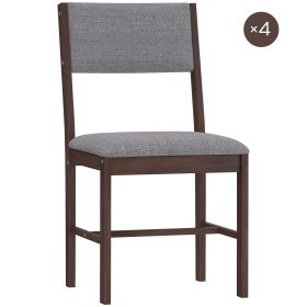 Modern Dining Chairs Set of 4, Linen Fabric Kitchen Chairs with Rubberwood Legs for Dining Room, Living Room, Gray