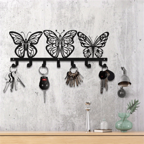 CIFbuy 7 Hook Butterfly Key Holder Wall Mount Modern Key Organizer Entryway Hallway Decor (TikTok, temu pick-up service)
